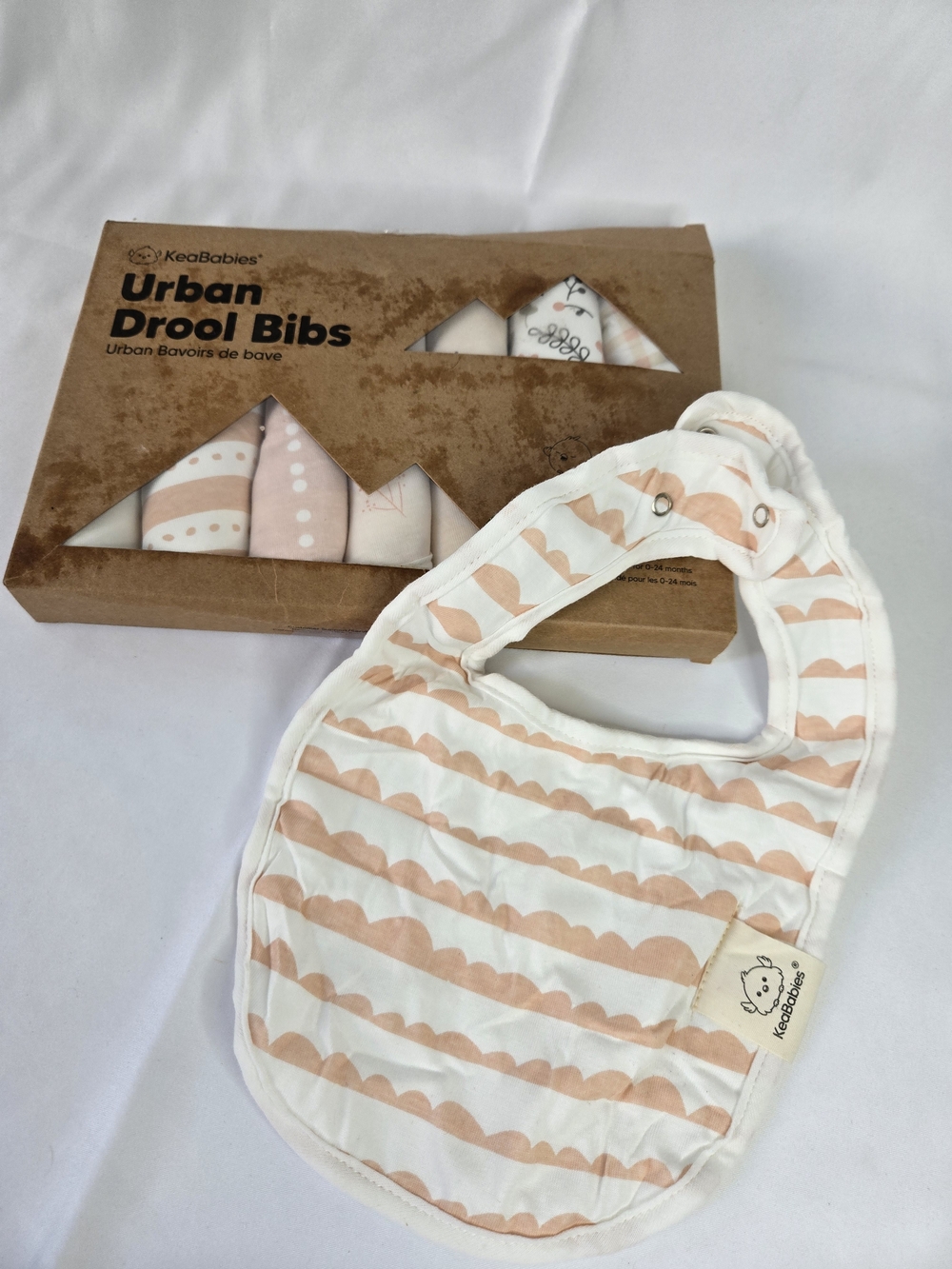 KeaBabies URBAN DROOL BIBS 8 Pack Sweet Cream Baby